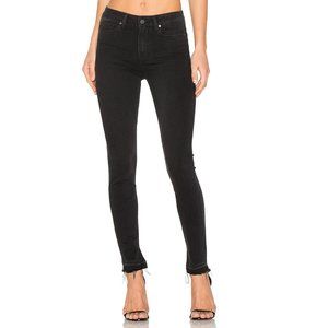 Paige Rosie HW Madeline Undone Hem Skinny Jeans Black Dusk size 27